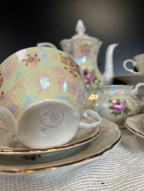 Чайный сервиз "Роза" Kahla GDR. Фарфор, перламутр, деколь, золото. Цена за 21пр. Картинка 8